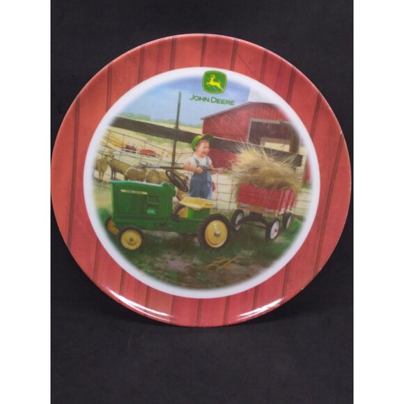 John Deere Collectible Melamine Plates Set Of 2 Featuring Farming Scenes 8" - Picture 4 of 10